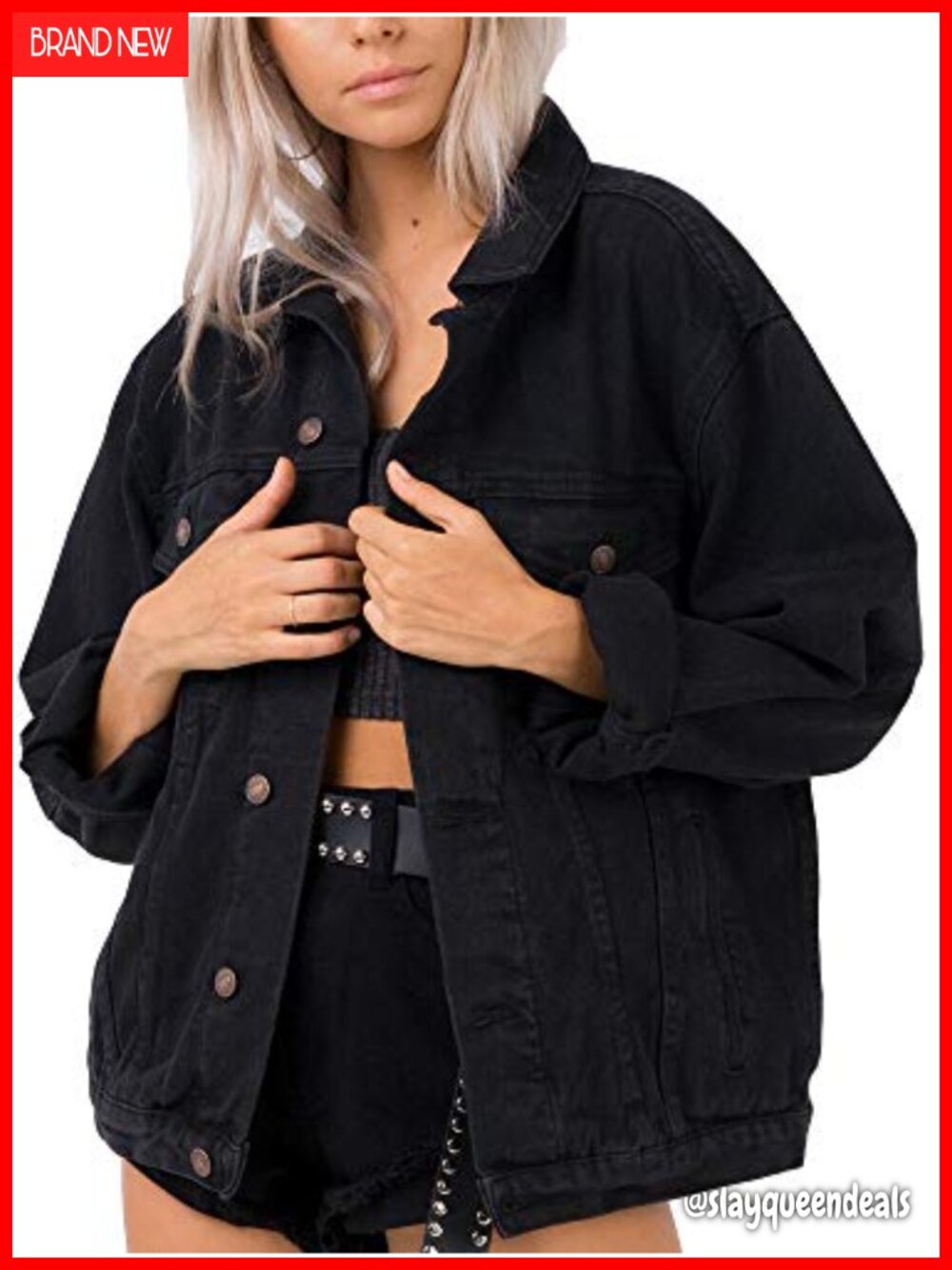 Oversized Vintage Denim Jacket Long Sleeve Boyfriend Coat